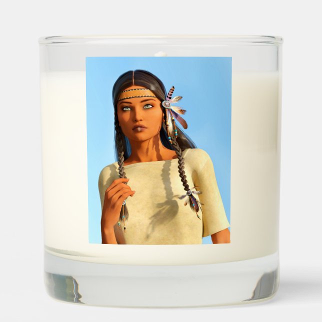 Beautiful Native American Woman Indigenous Outfit Scented Candle (Front)