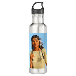 Beautiful Native American Woman Indigenous Outfit Stainless Steel Water Bottle