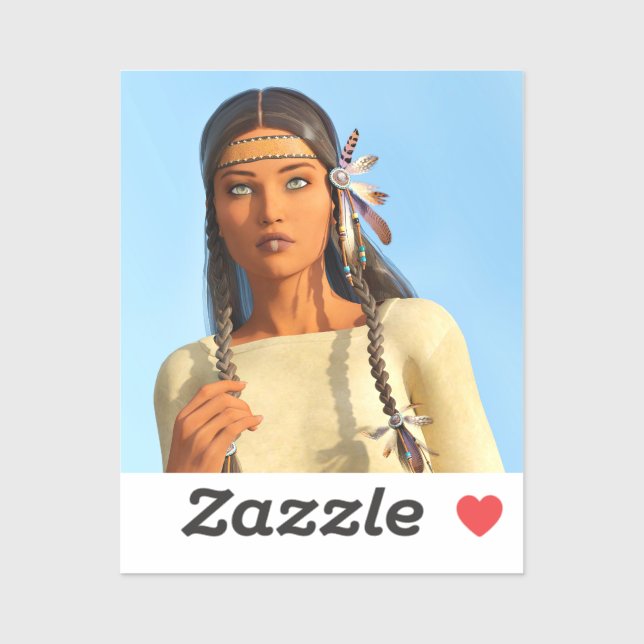 Beautiful Native American Woman Indigenous Outfit Sticker (Sheet)