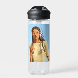 Beautiful Native American Woman Indigenous Outfit Water Bottle