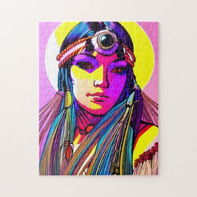 Beautiful Native American Woman.  Jigsaw Puzzle (Vertical)