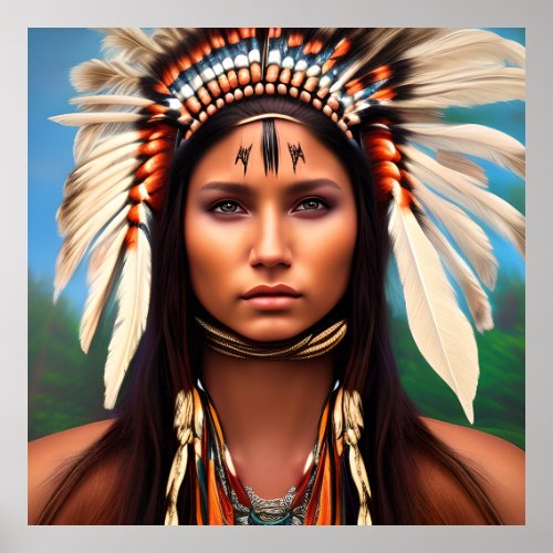 Beautiful Native American Woman Poster Gift