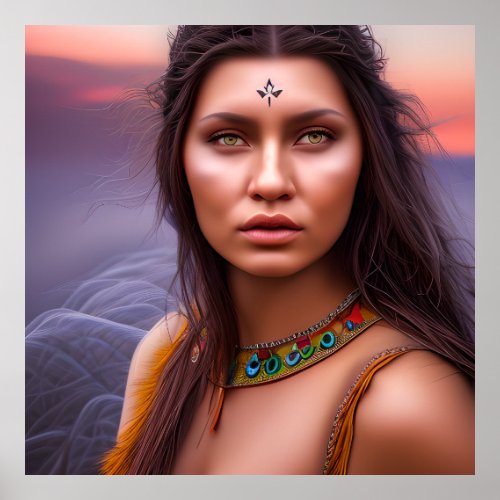 Beautiful Native American Woman Poster Gift