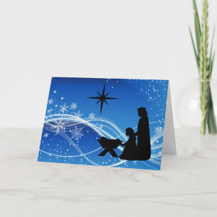 Beautiful Nativity Scene Customized Christmas Card