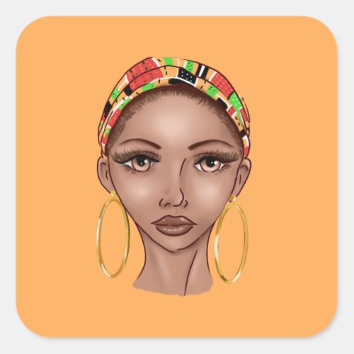 BEAUTIFUL NATURAL BLACK GIRL SQUARE STICKER