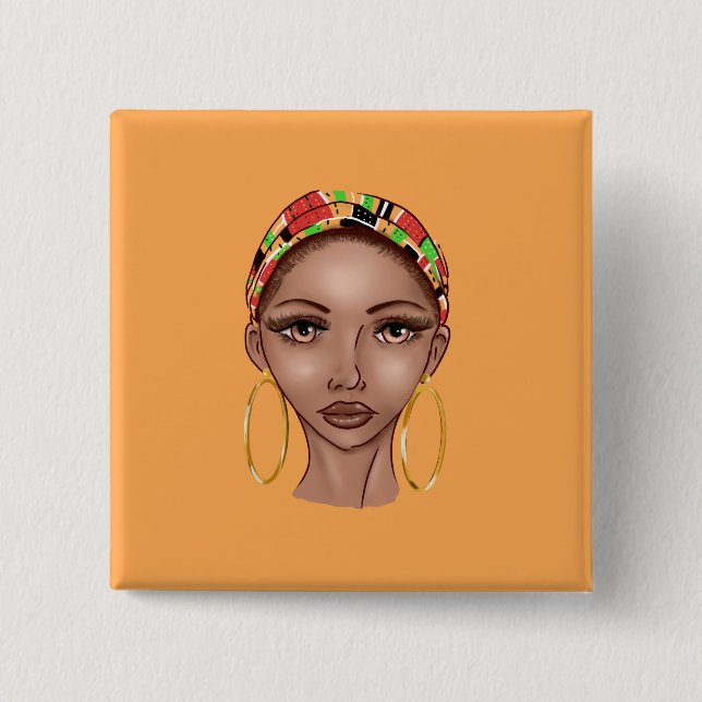 BEAUTIFUL NATURAL BLACK WOMAN BUTTON (Front)