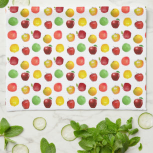 Beautiful Natural Colorful Apples on White Kitchen Towel