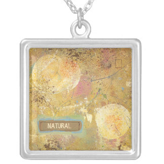 Beautiful natural fun abstract art unique painting silver plated necklace