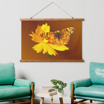 Beautiful Natural Orange Butterfly Hanging Tapestry by anuradesignstudio at Zazzle
