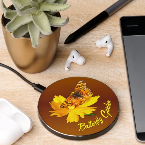 Beautiful Natural Orange Butterfly Wireless Charger