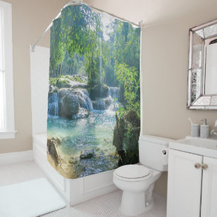 Beautiful Natural Small Forest Waterfall (front) Shower Curtain