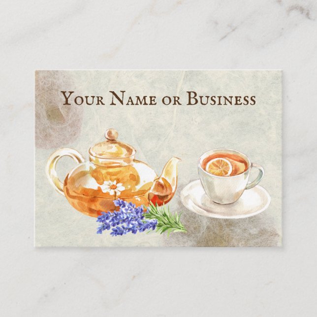 Beautiful Natural Style Herbal Tea Shop Business Card (Front)