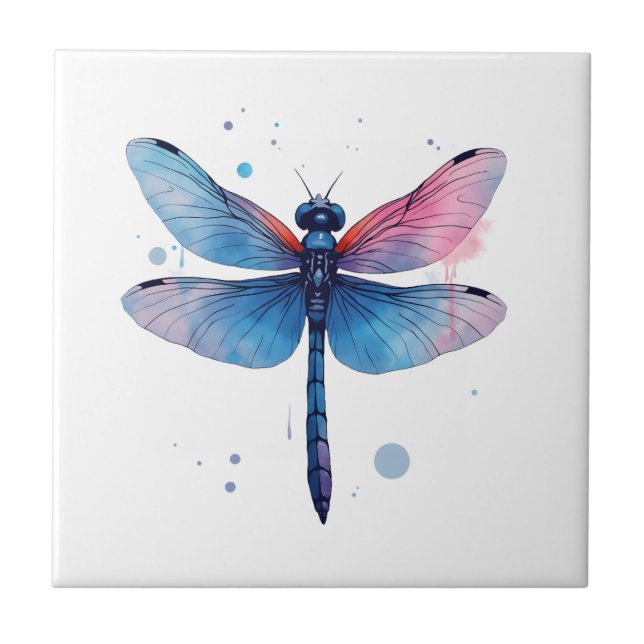 Beautiful Nature Colorful Graphic Pattern Dragonfl Ceramic Tile (Front)