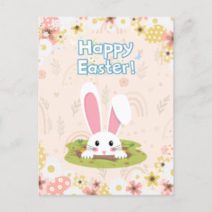 Beautiful Nature Floral Egg For Kids Happy Easter Holiday Postcard