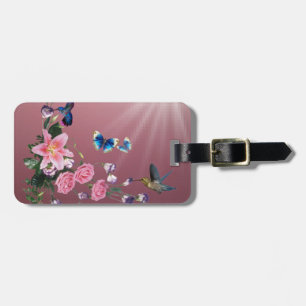 Beautiful Nature Flowers Hummingbirds Luggage Tag