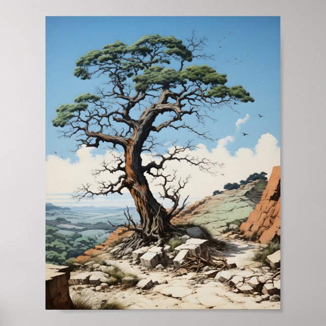 Beautiful Nature Landscape Single Tree Poster (Front)
