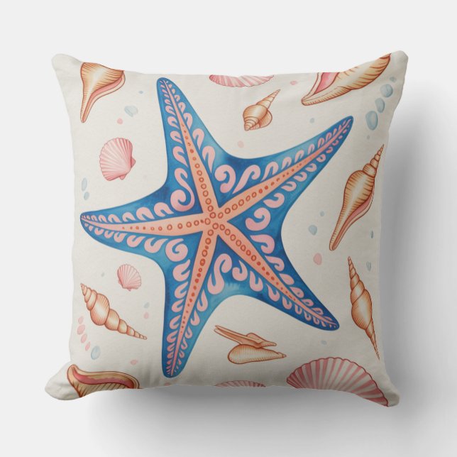 Beautiful Nautical inspired Starfish  Throw Pillow (Front)