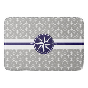 Beautiful Nautical Theme Anchor Pattern Bath Mat