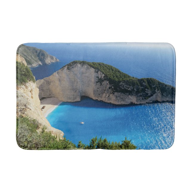 Beautiful Navagio Beach, Greece Bath Mat (Front)