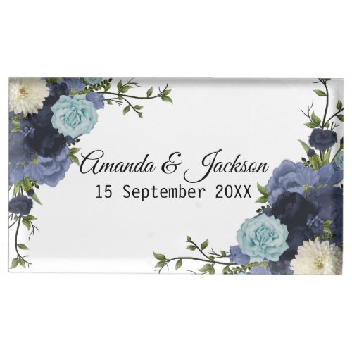 Beautiful Navy Blue Floral Place Card Holder