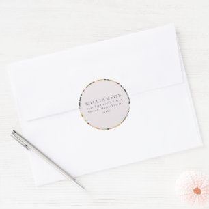 Beautiful Navy Blue Floral Wedding Return Address Classic Round Sticker
