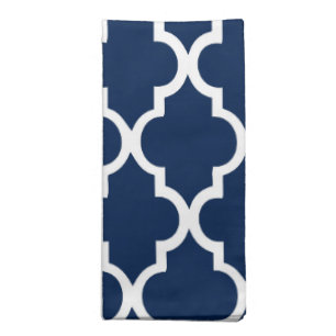 Beautiful Navy Blue Quatrefoil Tiles Pattern Napkin