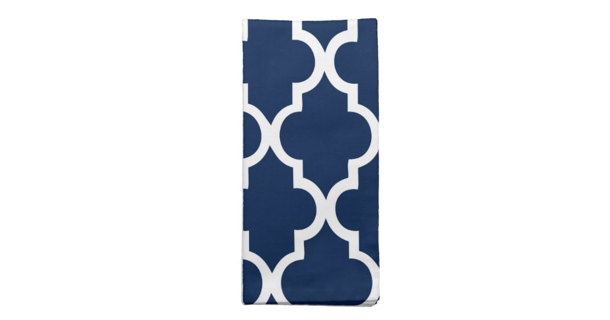 Beautiful Navy Blue Quatrefoil Tiles Pattern Napkin Zazzle