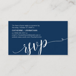 Beautiful Navy Blue Script,, RSVP respond Enclosure Card