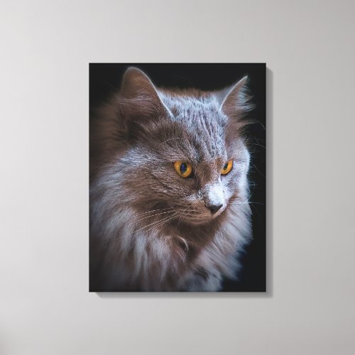 Beautiful Nebelung Cat Long Hair Russian Blue Gray Canvas Print