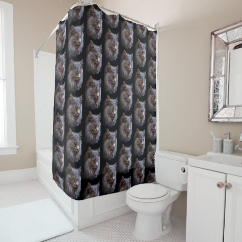 Beautiful Nebelung Cat Long Hair Russian Blue  Shower Curtain