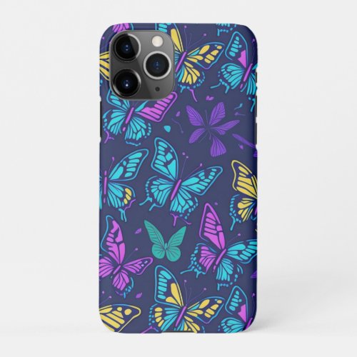 Beautiful Neon Color Butterfly Pattern  iPhone 11Pro Case