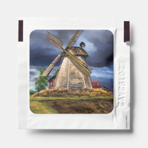 Beautiful Netherlands Windmill Landscape _ Drawing Hand Sanitizer Packet