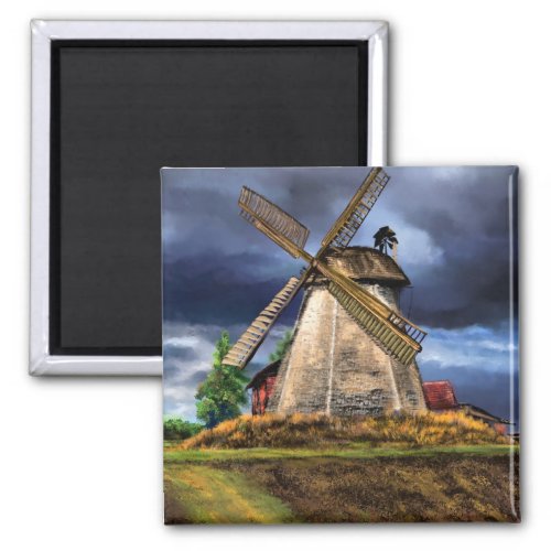Beautiful Netherlands Windmill Landscape _ Drawing Magnet