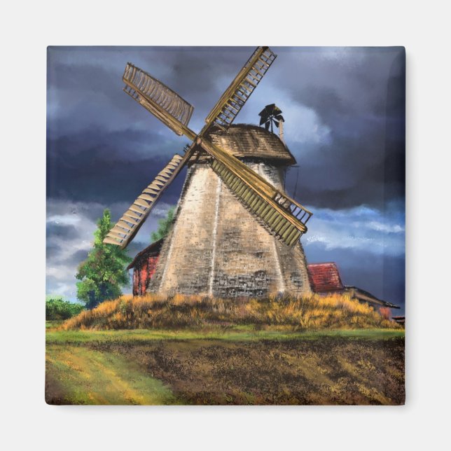 Beautiful Netherlands Windmill Landscape - Drawing Magnet (Front)
