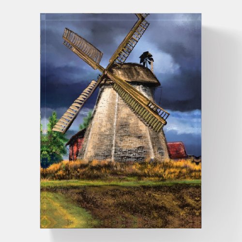 Beautiful Netherlands Windmill Landscape _ Drawing Paperweight