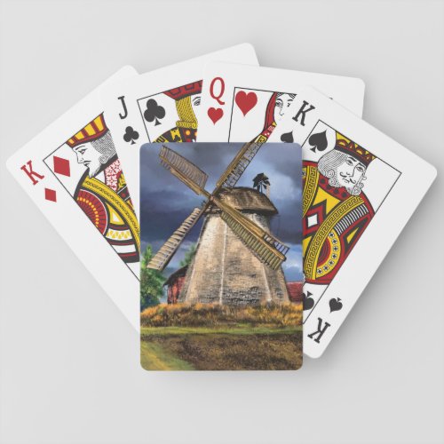 Beautiful Netherlands Windmill Landscape _ Drawing Poker Cards