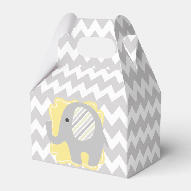 Beautiful Neutral Baby Shower Custom Cute Elephant Favor Boxes (Front Side)