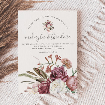 Beautiful Neutral Boho Floral Photo Invitation by Spindle_and_Rye at Zazzle