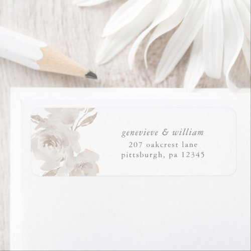 Beautiful Neutral Floral Wedding Return Address Label
