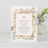 Beautiful Neutral Florals | Photo First Communion Invitation | Zazzle