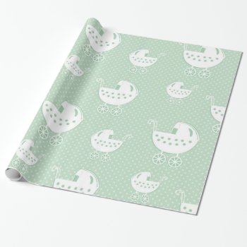 Beautiful Neutral Mint Green Baby Pattern Wrapping Paper by Precious_Baby_Gifts at Zazzle