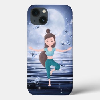 Beautiful New Age Yoga Girl Full Moon Butterfly Iphone 13 Case by StuffByAbby at Zazzle