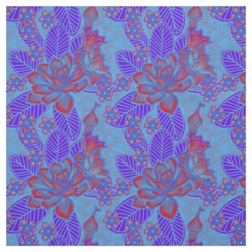 Beautiful New Designer Fabrics - Blue & Red Floral Fabric