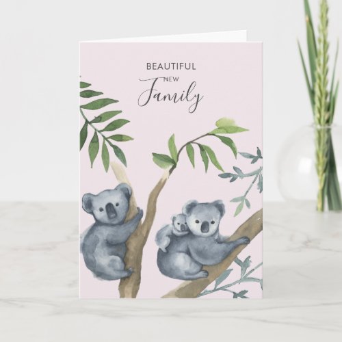 Beautiful New Family Watercolor Koala Card