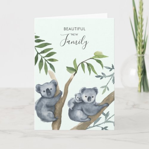 Beautiful New Family Watercolor Koala Card