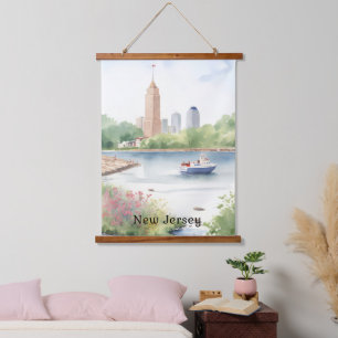 Beautiful New Jersey Watercolor Art Hanging Tapestry