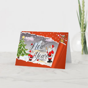 Beautiful New Year folded greeting card