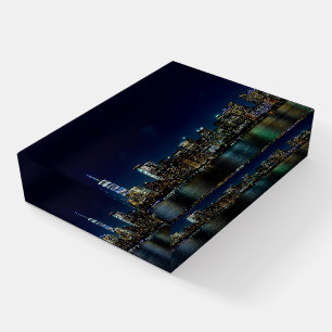 Beautiful New York Skyline at Night Paperweight