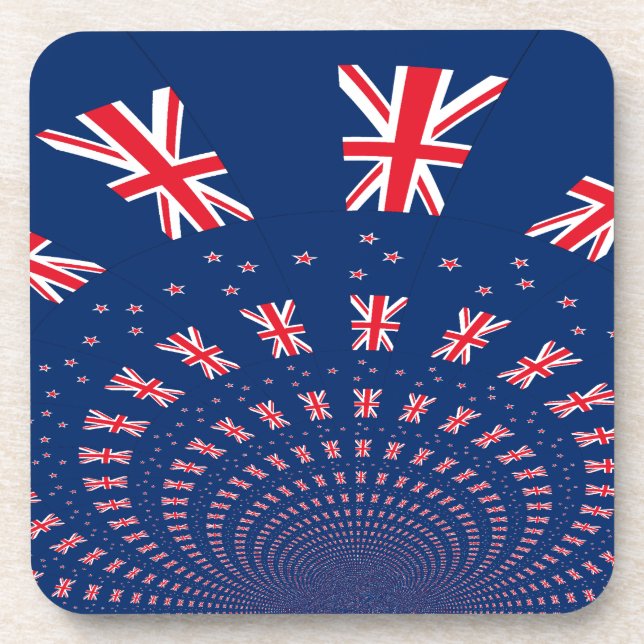 Beautiful New Zealand Flag Art Print Design Beverage Coaster (Front)