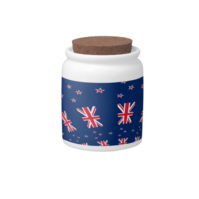 Beautiful New Zealand Flag Art Print Design Candy Jar (Front)